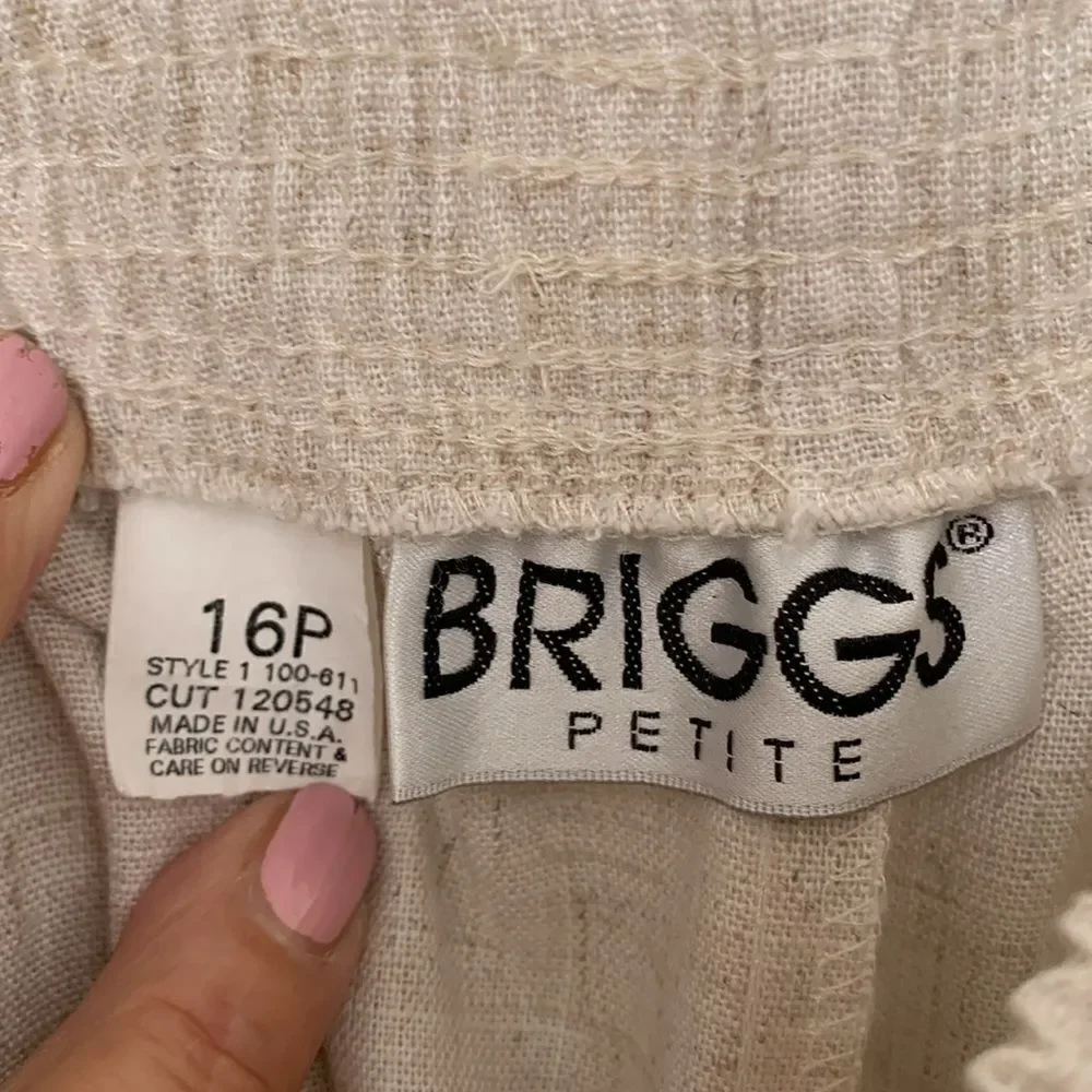 Briggs New York Cream Chinos with Elastic Waistband Pockets Pants Size 16P
